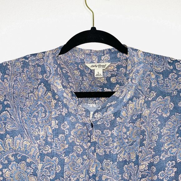 Lucky Brand Blue & Cream Paisley Print Button Front Blouse Large Women’s - Picture 2 of 10